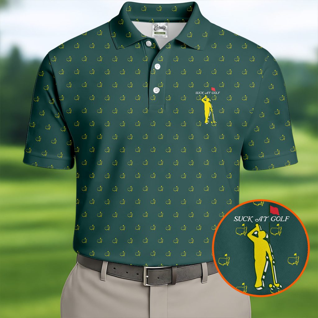 Suck At Golf Augusta Golf Tournament Golf Tops For Men Men's HFN Polo Golf Shirt Golf Gift For Men