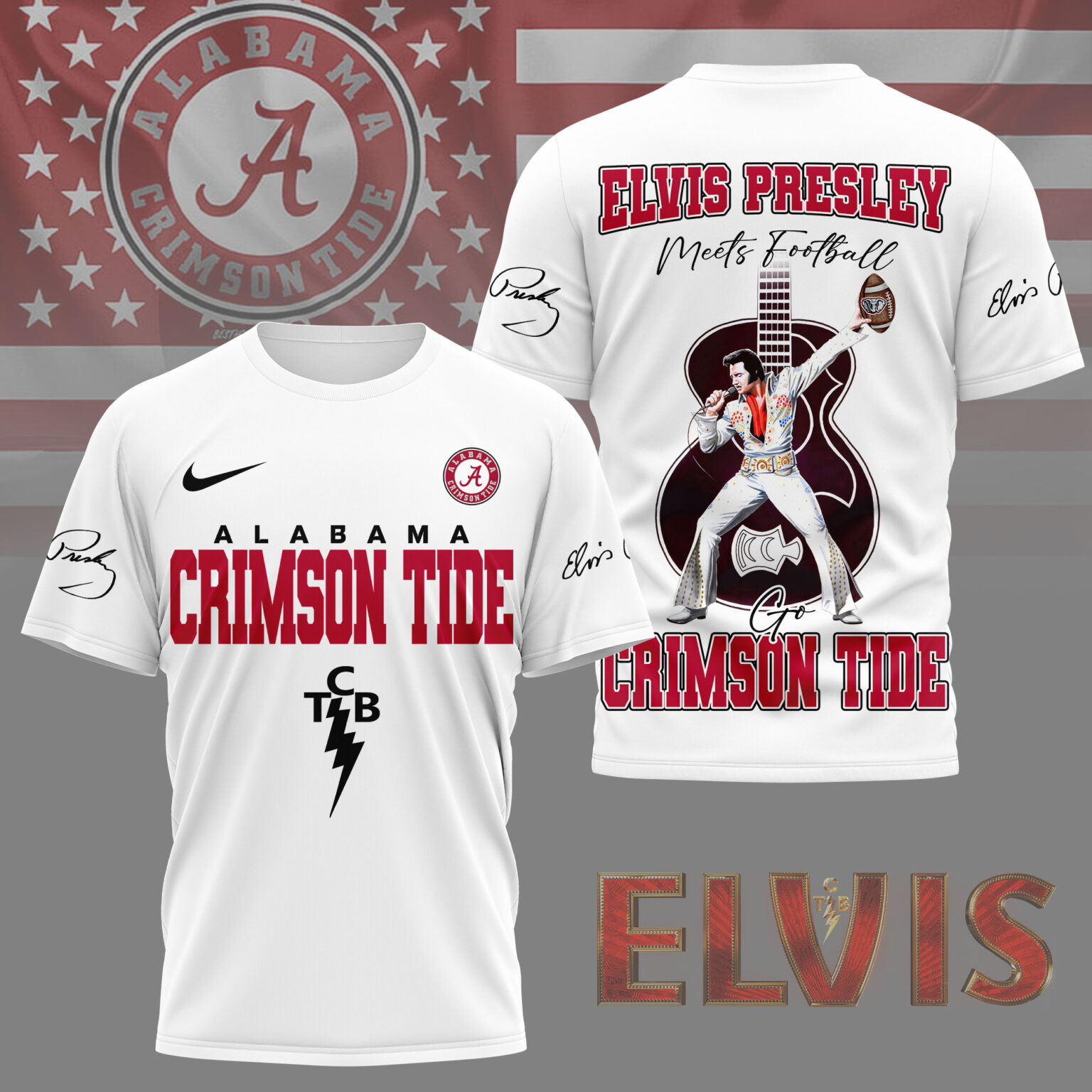 Alabama Crimson Tide x Elvis Presley Football Jersey, Mesh Jersey, Women Croptop Sports Shirt HFN