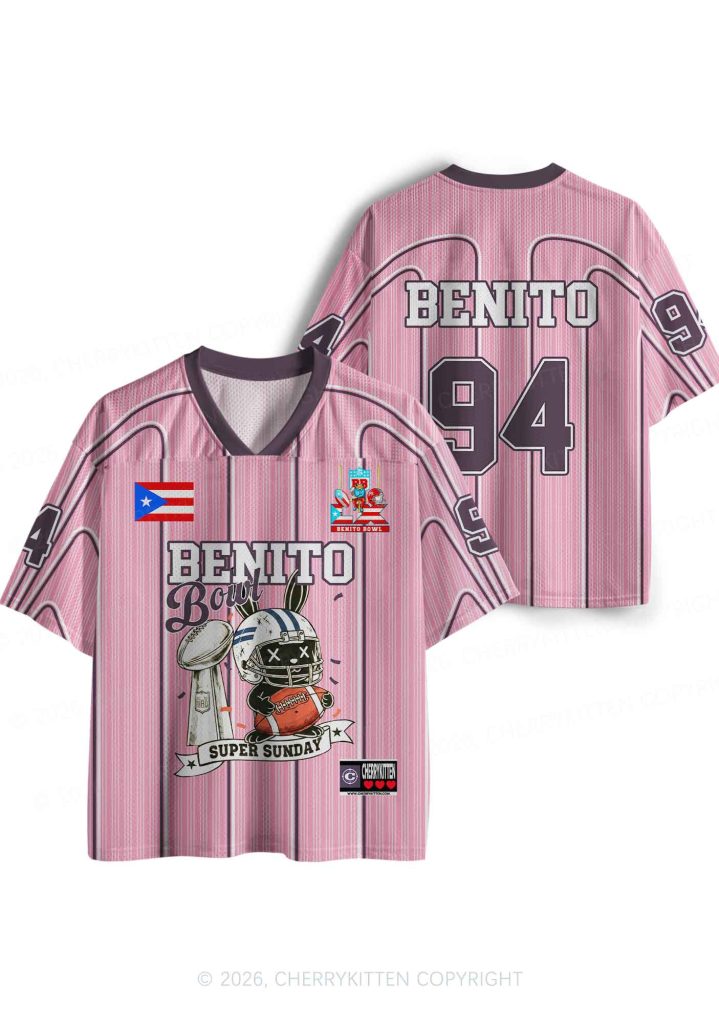 Benito Bowl Super Sunday Football Jersey, Mesh Jersey, Women Croptop Sports Shirt HFN