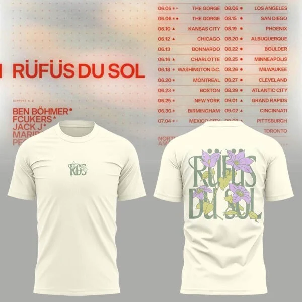 Rufus Du Sol North America Tour 2026 T-Shirt North American Concert Fans HG