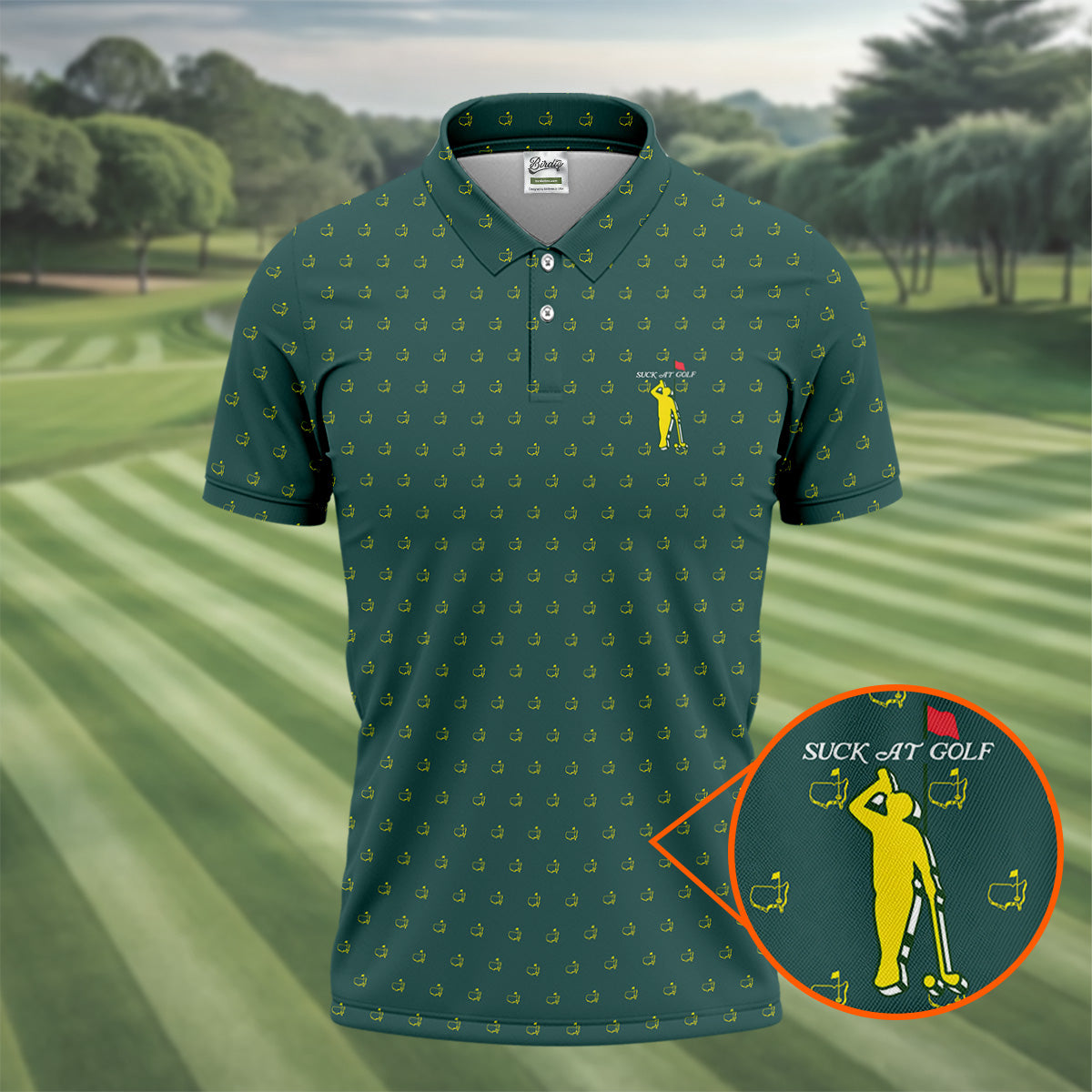 Suck At Golf Augusta Golf Tournament Golf Tops For Men Men's HFN Polo Golf Shirt Golf Gift For Men - Image 2