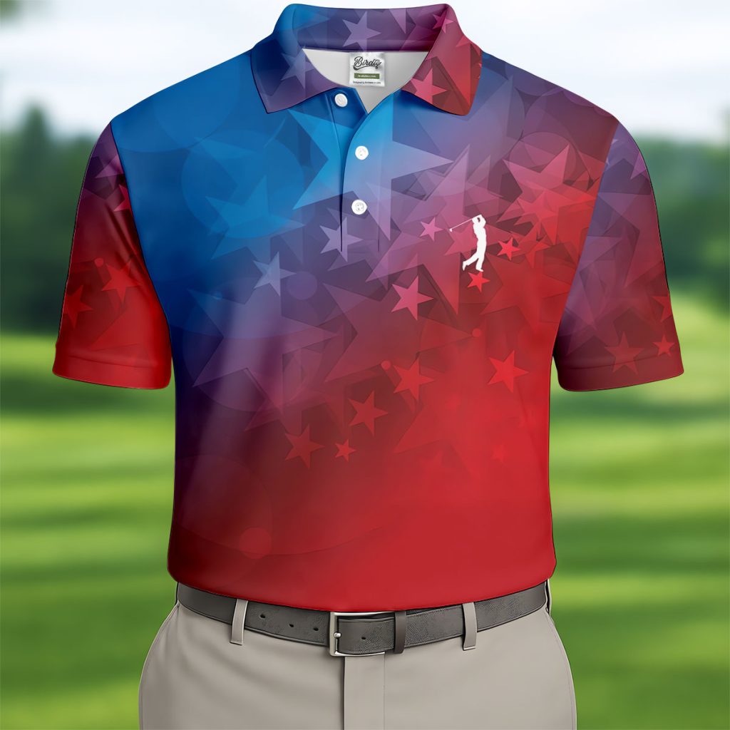 American Flag Pattern Golf Tournament Red And Blue HFN Polo Golf Shirt For Men Women