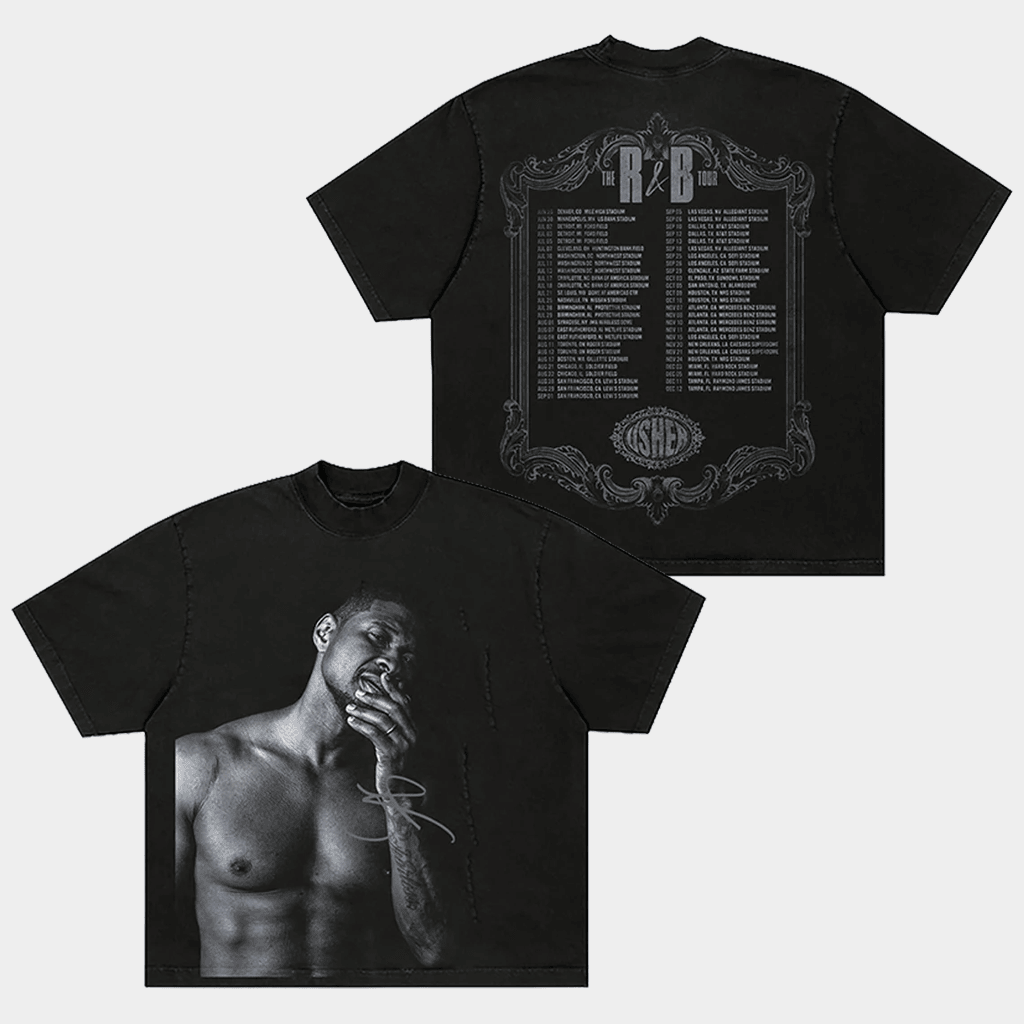 R&B Merch 2026 Usher Raymond R&B Tour Vintage Graphic T-Shirt Music Lover Gifts For Him - T-Shirt HG