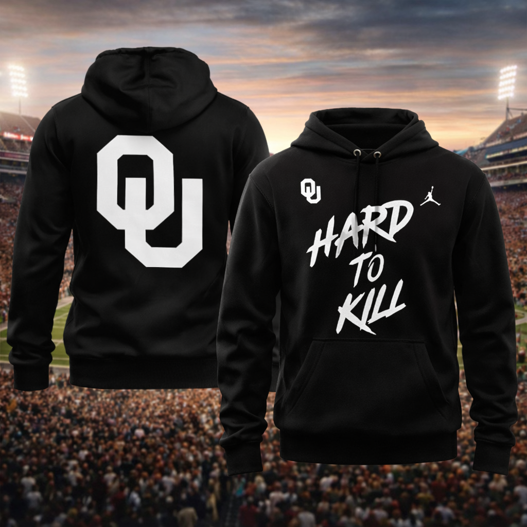 OU Hard To Kill Black Hoodie Oklahoma Football Merch Gift Ideas For Football Lovers P3N