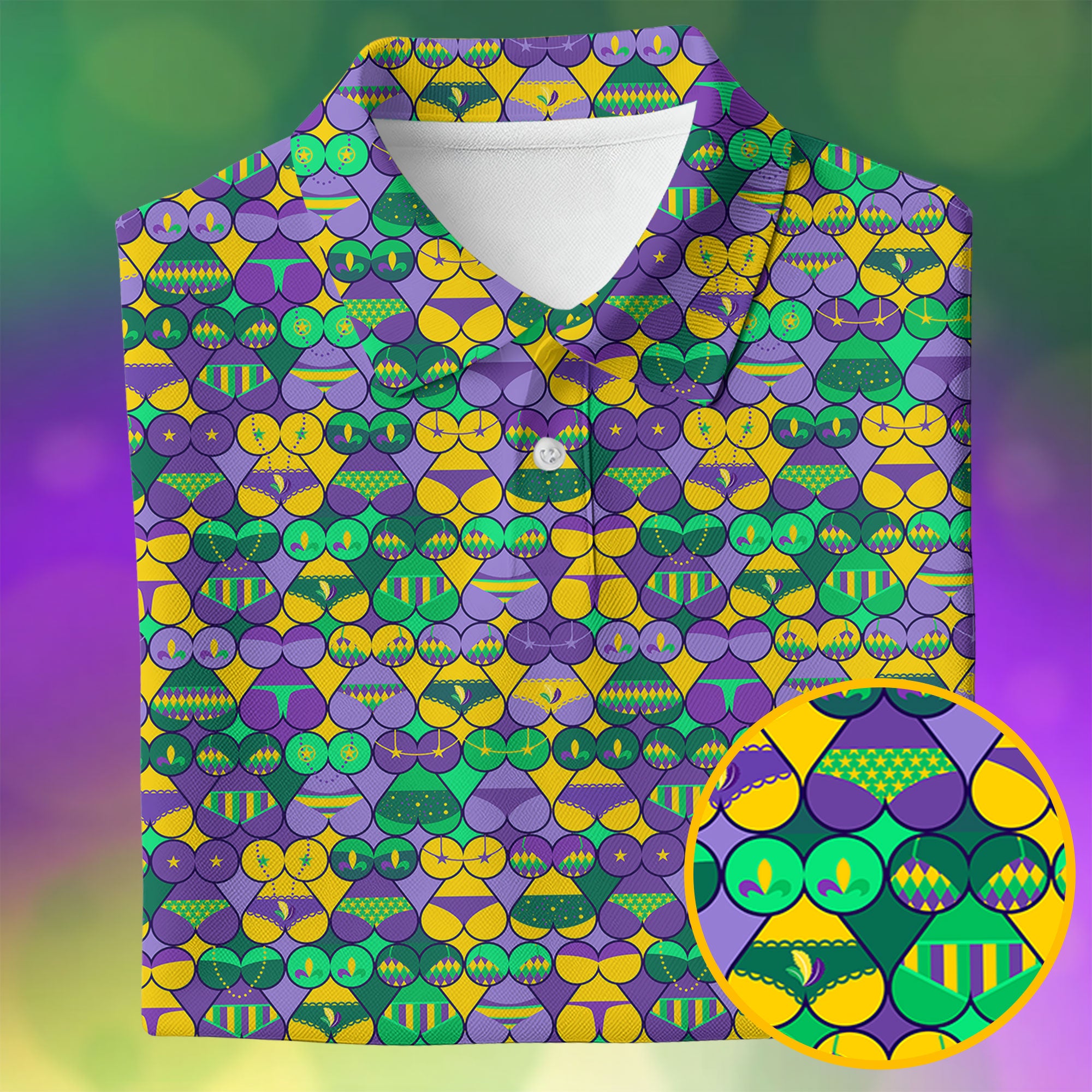 Adult Humor Naughty Fun Mardi Gras HFN Polo Golf Shirt Gift For Men Women - Image 3