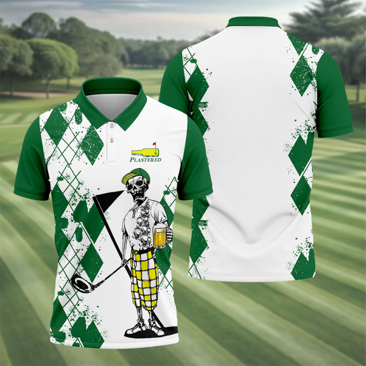 Plastered Golf And Beer Funny Skeleton Golf Tournament Men Golf Polo Shirt HFN Polo Golf Shirts For Men - Image 3