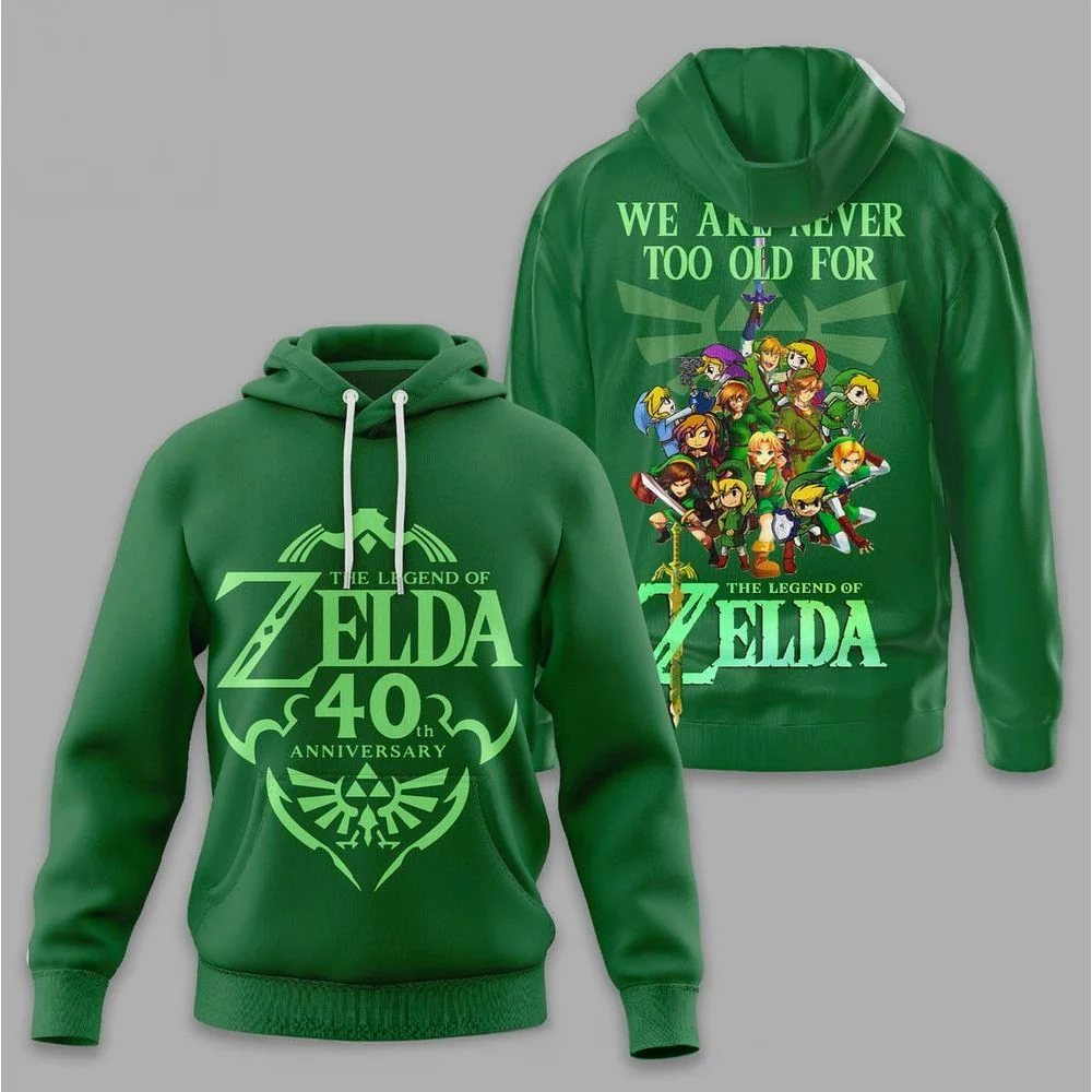 The Legend Of Zelda 40th Anniversary Hoodie We Are Never Too Old For The Legend Of Zelda Hoodie - Hoodie / Irish Green HG
