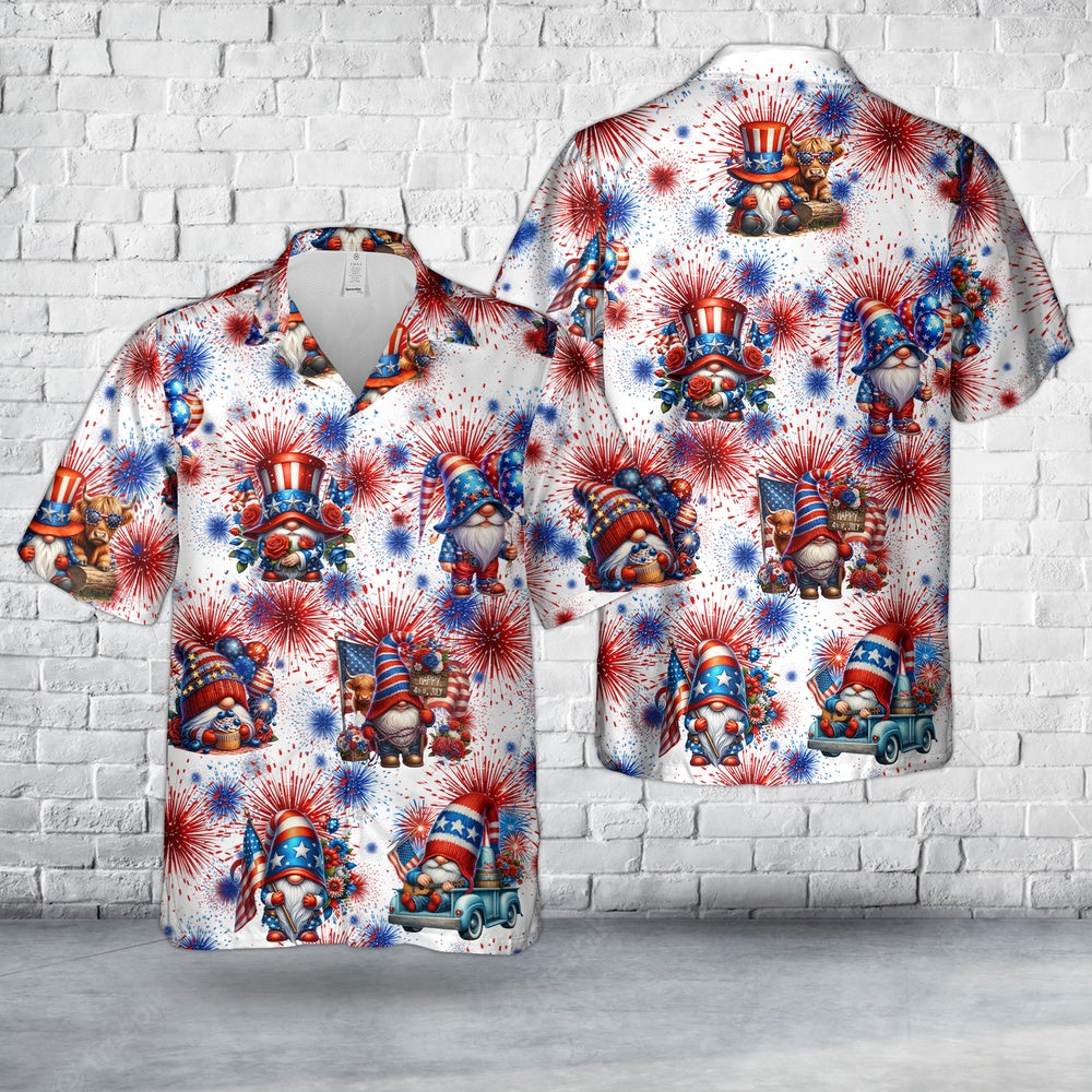 4Th Of July Hawaiian Shirts NNA 4th Of July Gnomes Hawaiian Shirt Hawaiian Beach Shirts For Men Women