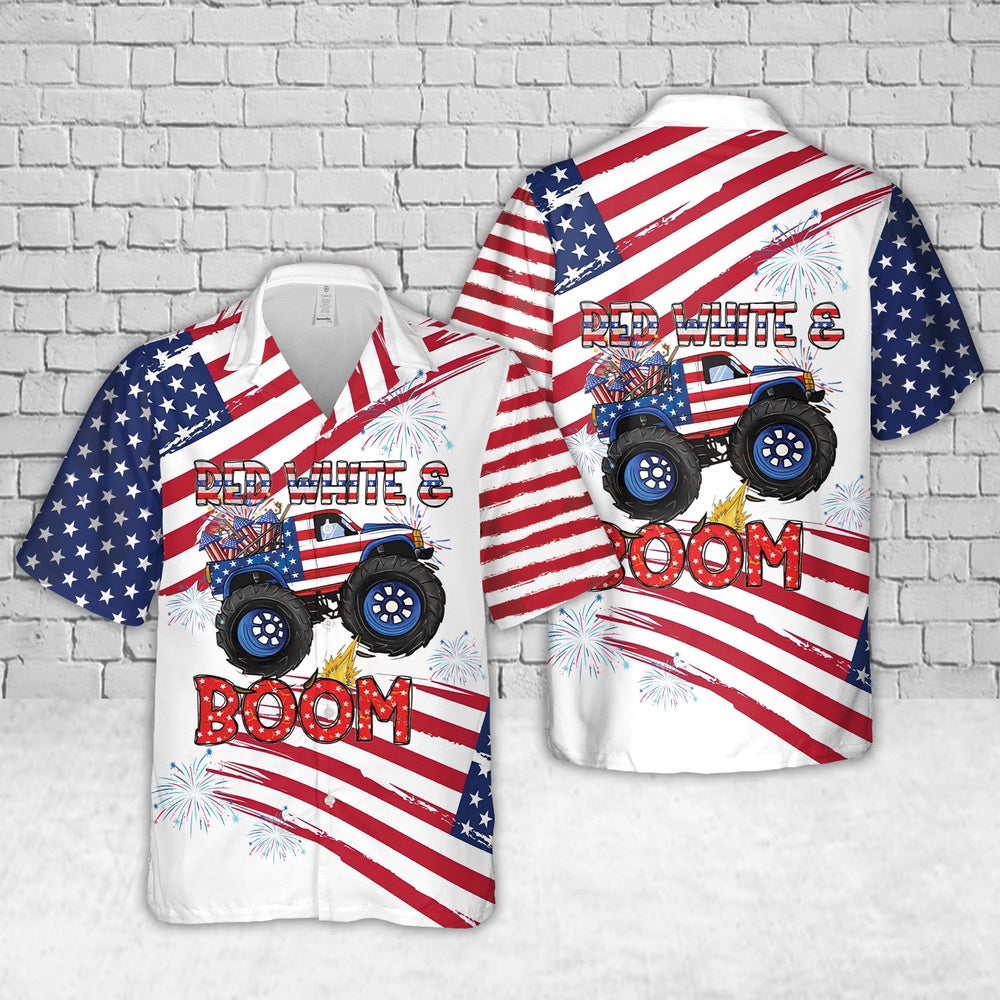 4Th Of July Hawaiian Shirts NNA 4th of July Monster Truck Hawaiian Shirt Hawaiian Beach Shirts For Men Women