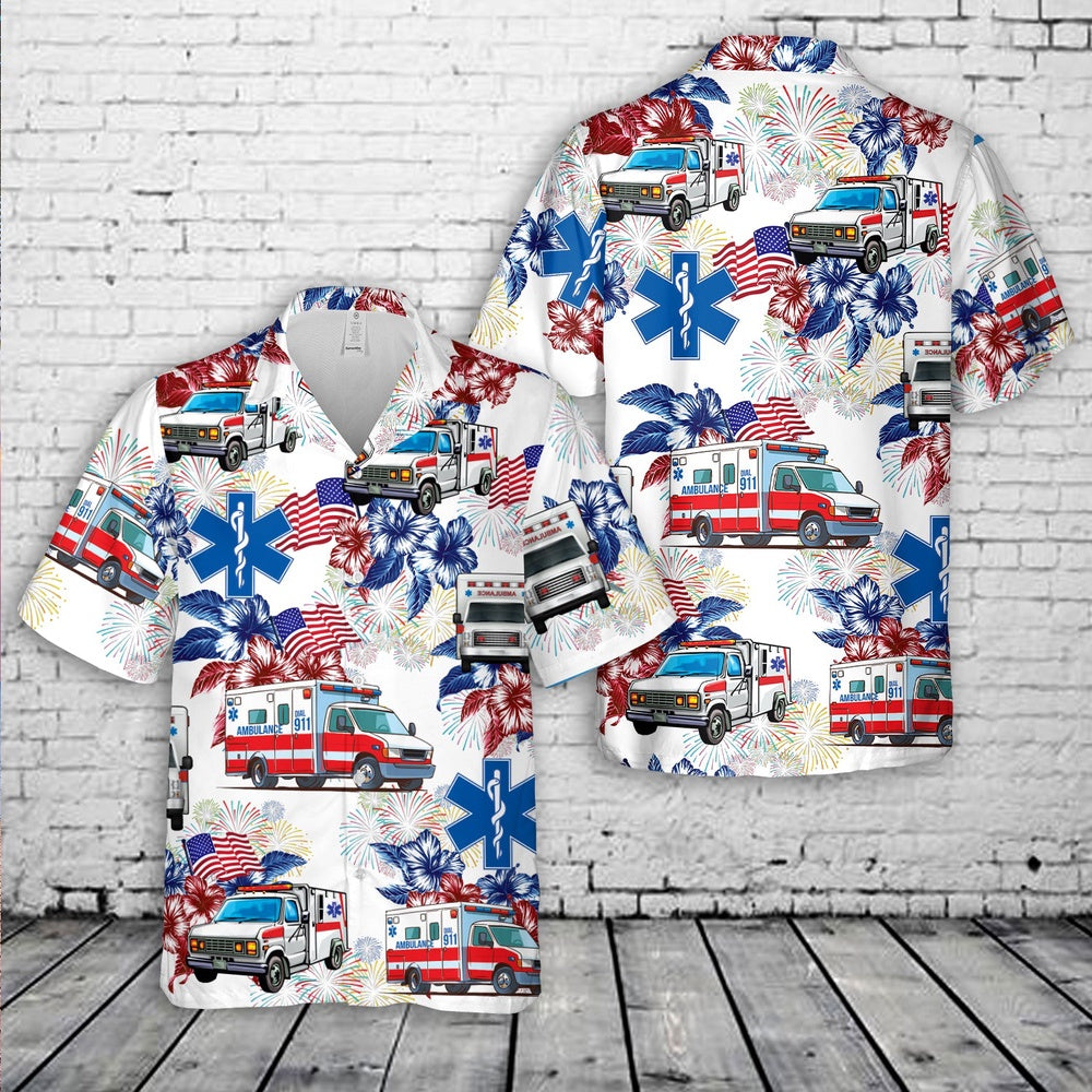 4Th Of July Hawaiian Shirts NNA Ambulance EMS 4th Of July Hawaiian Shirt Hawaiian Beach Shirts For Men Women