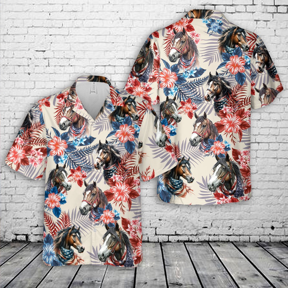 4Th Of July Hawaiian Shirts NNA American Mustang Horse 4th Of July Hawaiian Shirt Hawaiian Beach Shirts For Men Women