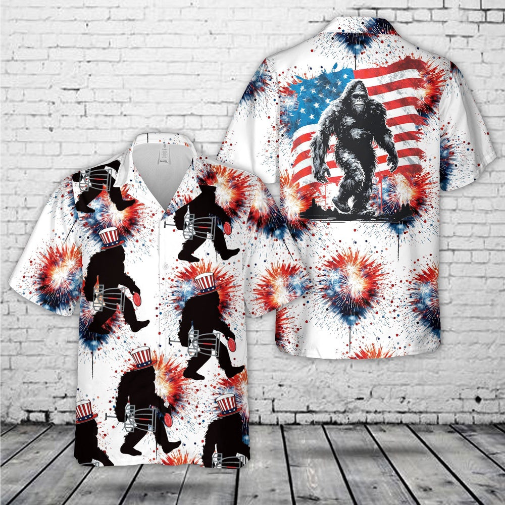 4Th Of July Hawaiian Shirts NNA Bigfoot Sasquatch Disc Golf 4th Of July Hawaiian Shirt Hawaiian Beach Shirts For Men Women