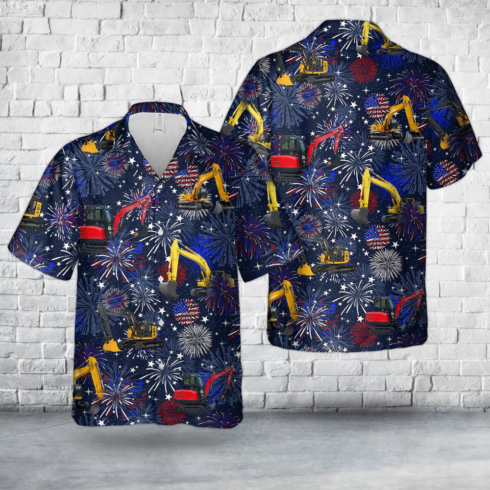 4Th Of July Hawaiian Shirts NNA Excavator 4th Of July Hawaiian Shirt Hawaiian Beach Shirts For Men Women