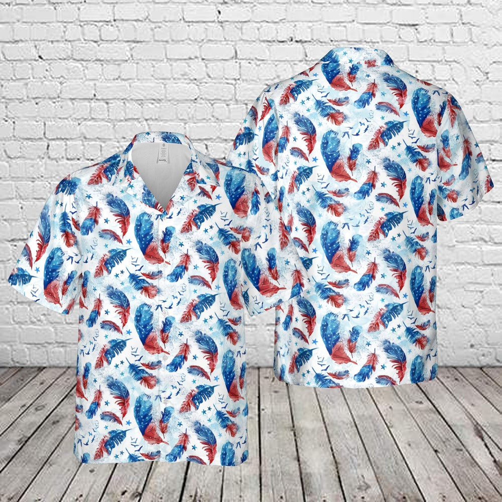 4Th Of July Hawaiian Shirts NNA Feather American 4th of July Hawaiian Shirt Hawaiian Beach Shirts For Men Women