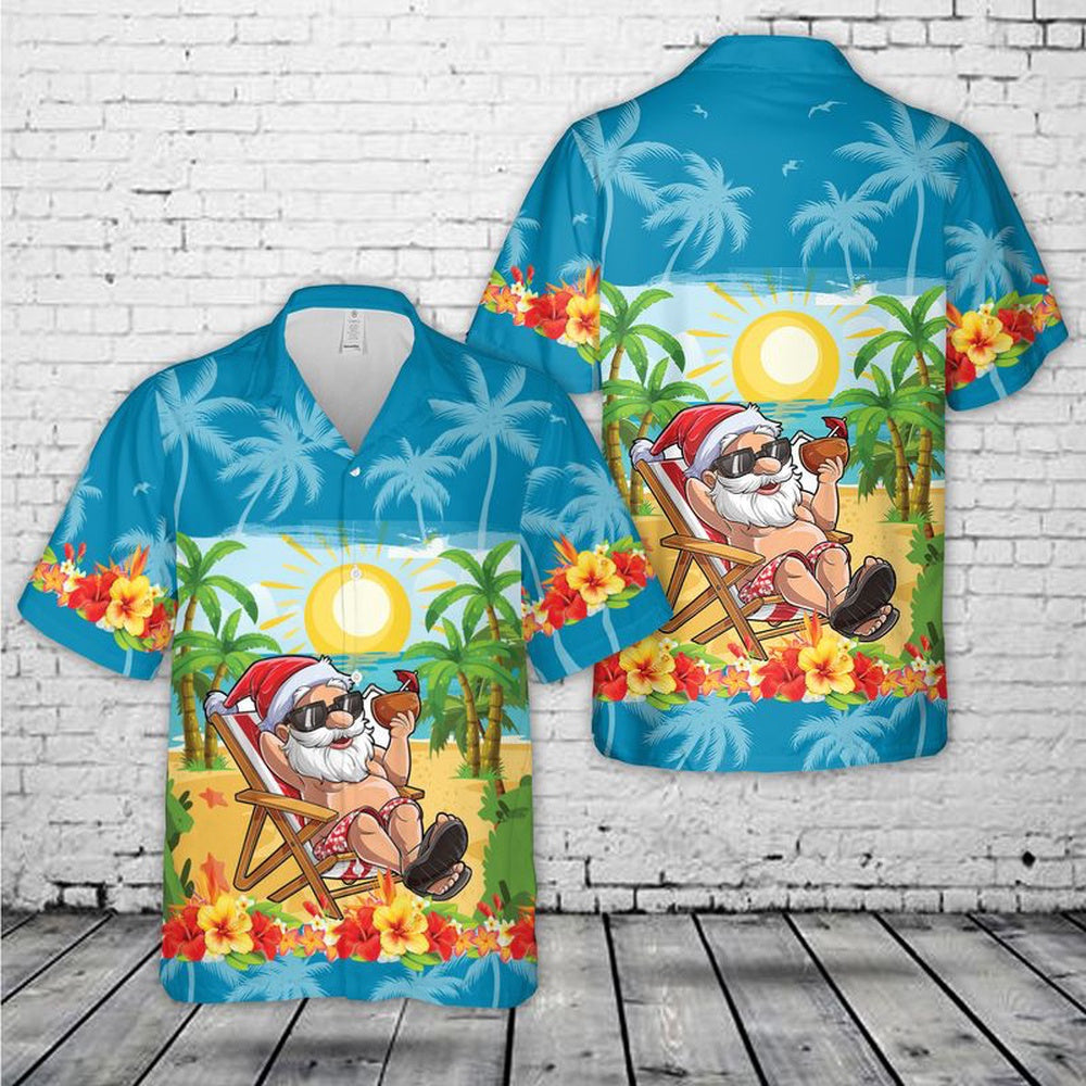 4Th Of July Hawaiian Shirts NNA Funny Santa Christmas In July Vacation Hawaiian Shirt Hawaiian Beach Shirts For Men Women