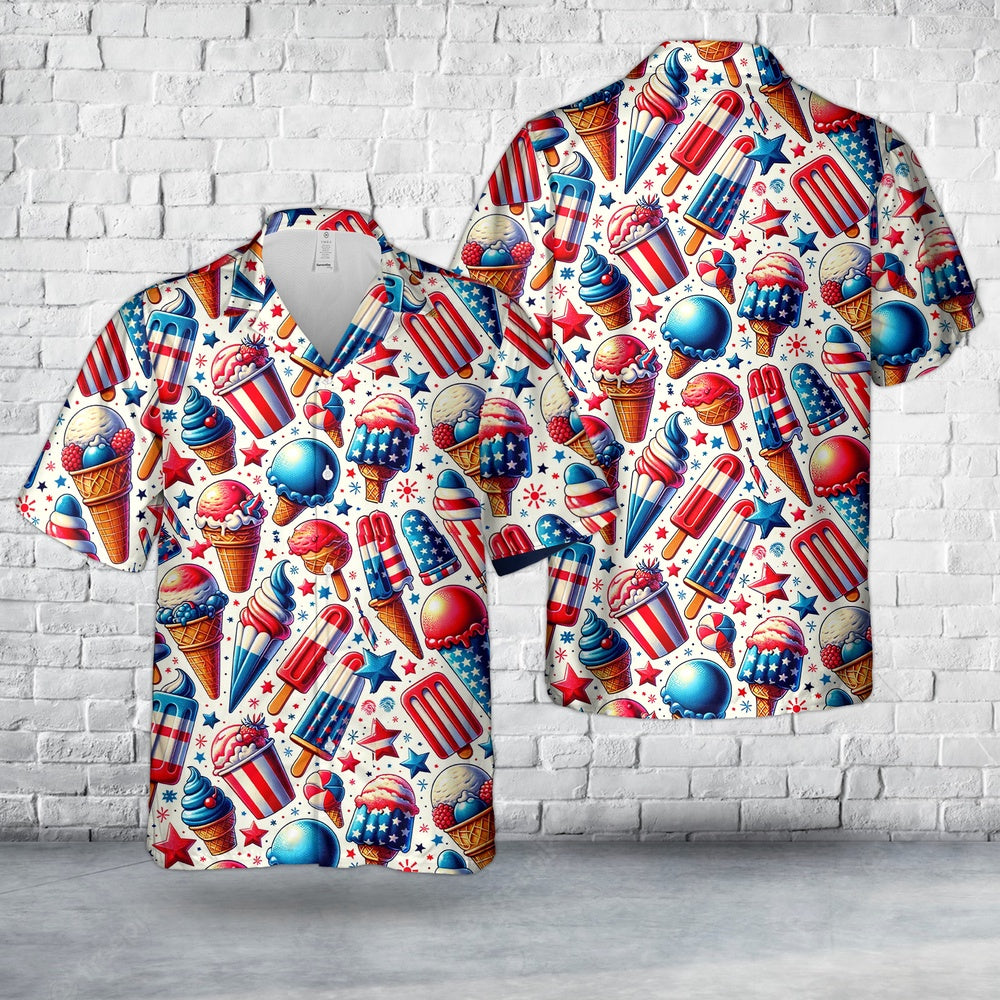 4Th Of July Hawaiian Shirts NNA Ice cream 4th Of July Seamless Hawaiian Shirt Hawaiian Beach Shirts For Men Women