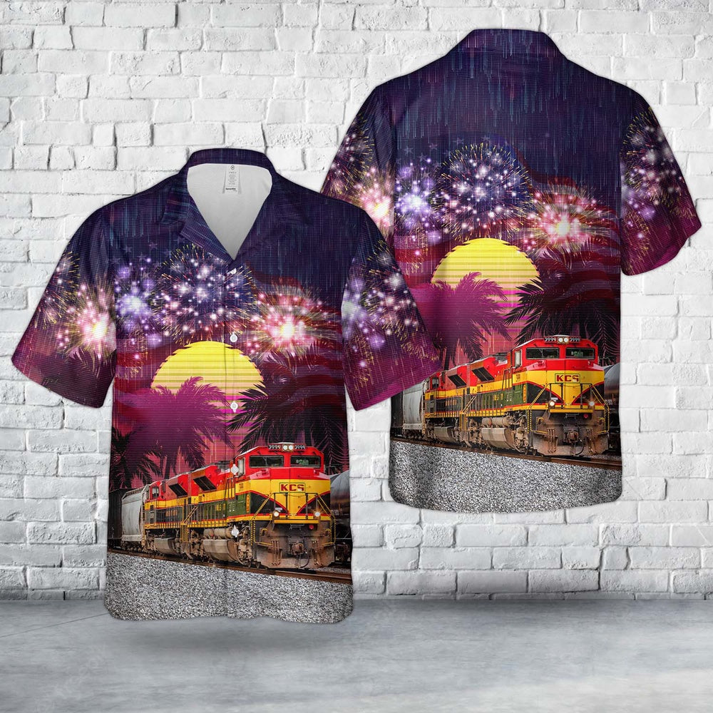 4Th Of July Hawaiian Shirts NNA Kansas City Southern Railway KCS 3999 EMD SD70ACe 4th Of July Hawaiian Shirt Hawaiian Beach Shirts For Men Women