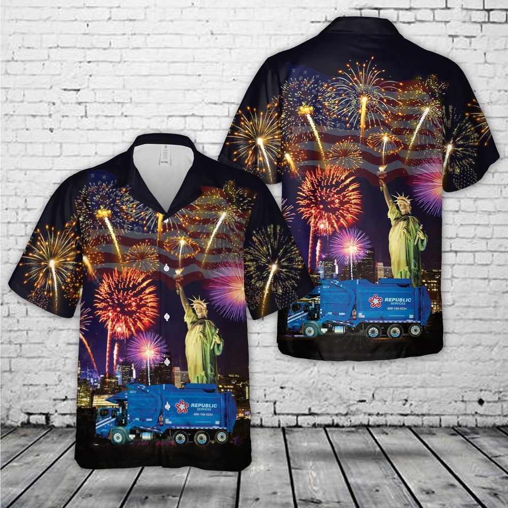 4Th Of July Hawaiian Shirts NNA REPUBLIC SERVICES TRUCK 8812 4th Of July Hawaiian Shirt Hawaiian Beach Shirts For Men Women