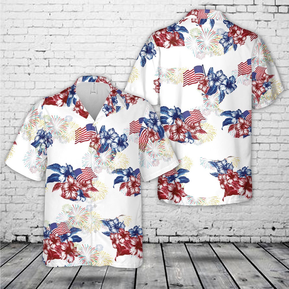 4Th Of July Hawaiian Shirts NNA Red White And Blue 4Th Of July Hawaiian Shirt Military Aloha Shirts