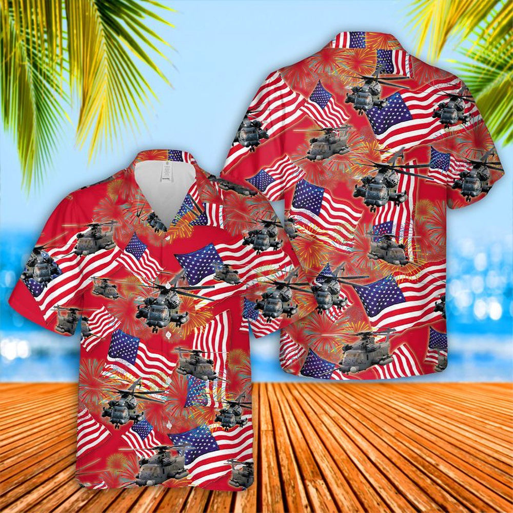 4Th Of July Hawaiian Shirts NNA Sikorsky Mh-53 Pave Low 4Th July Hawaiian Shirt Military Aloha Shirts