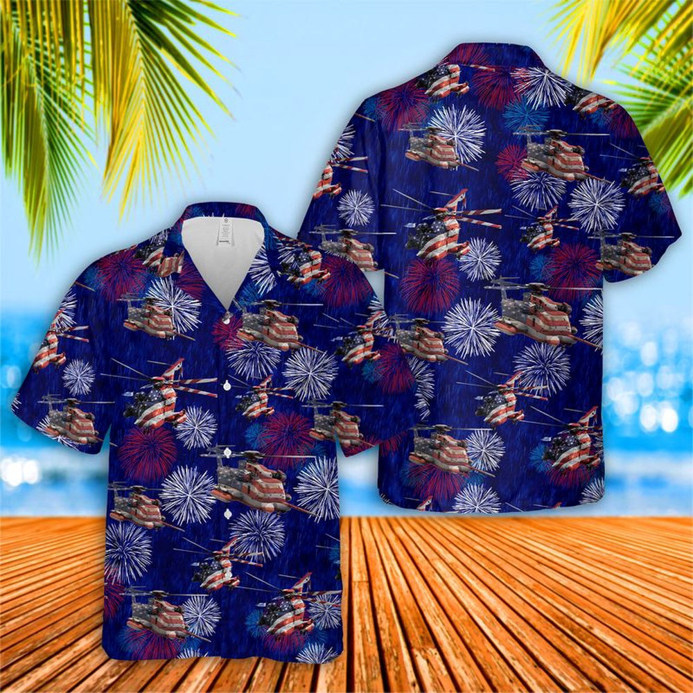 4Th Of July Hawaiian Shirts NNA Sikorsky Mh-53 Pave Low 4Th Of July Hawaiian Shirts NNA Military Aloha Shirts