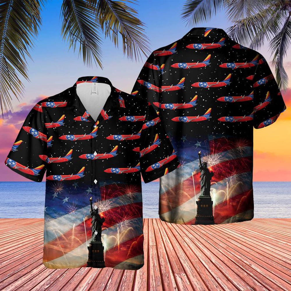 4Th Of July Hawaiian Shirts NNA Us Airlines 3 Tennessee Boeing 737-7H4 4Th Of July Hawaiian Shirt  Military Aloha Shirts