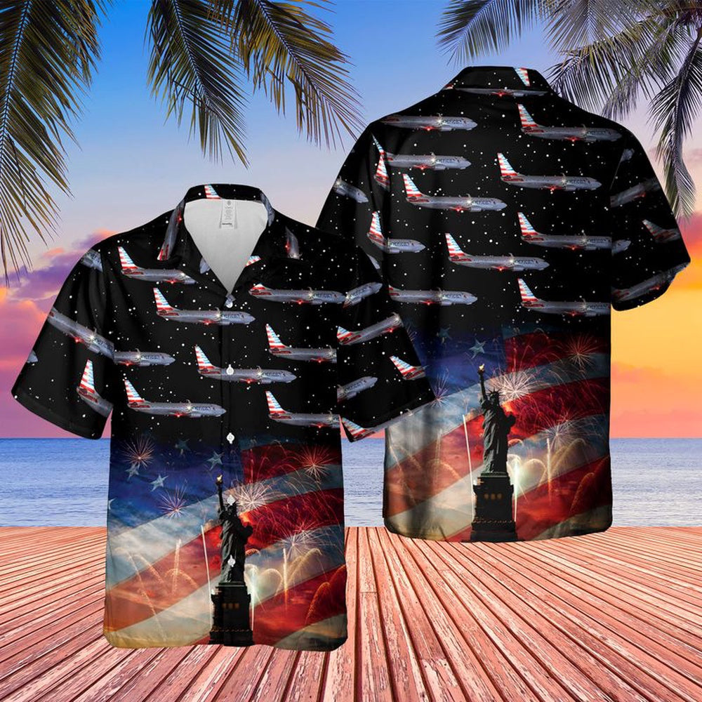 4Th Of July Hawaiian Shirts NNA Us Airlines Boeing 737-823 4Th Of July Hawaiian Shirt  Military Aloha Shirts