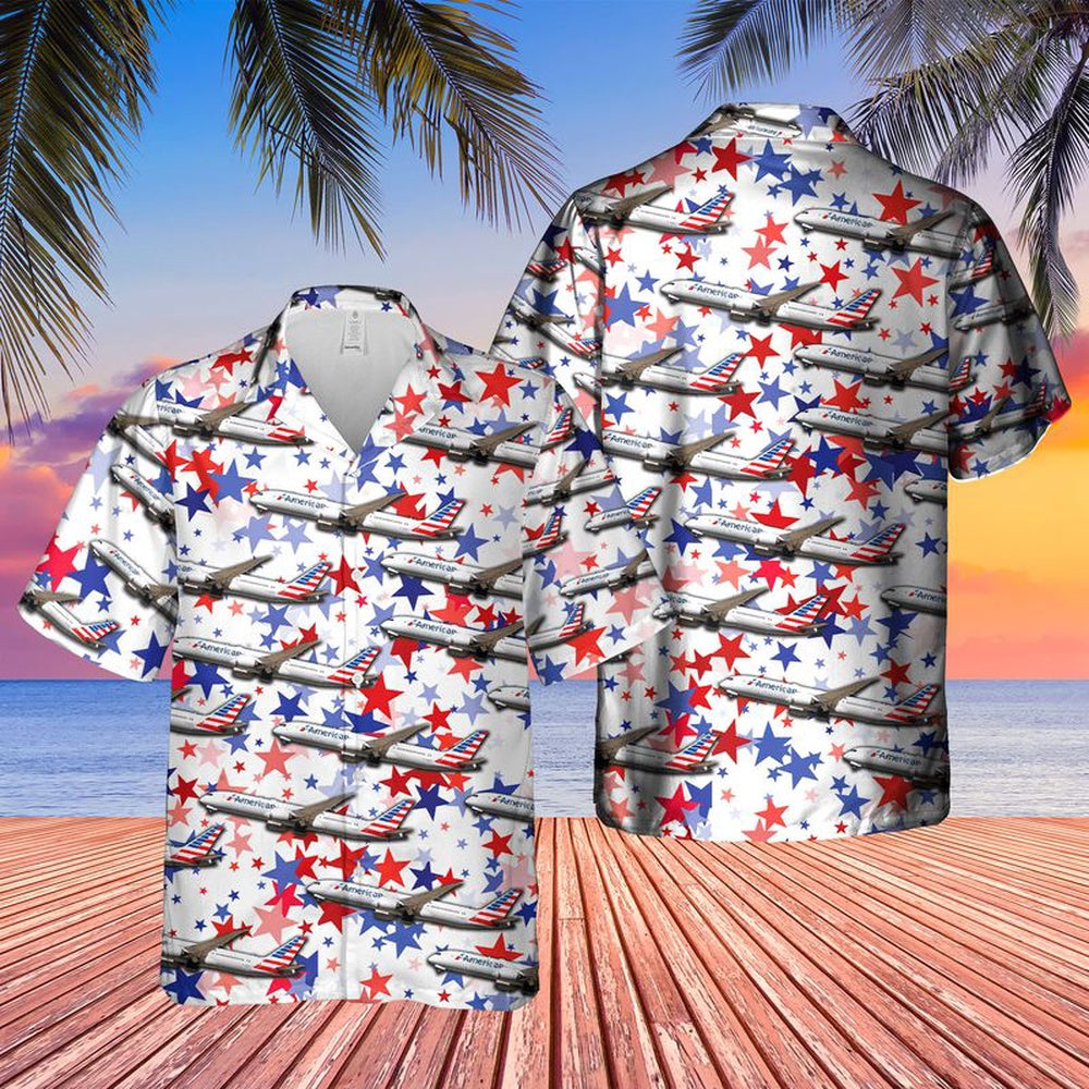 4Th Of July Hawaiian Shirts NNA Us Airlines Boeing 787-9 Dreamliner 4Th Of July Hawaiian Shirt Airlines Hawaiian Shirt  Military Aloha Shirts