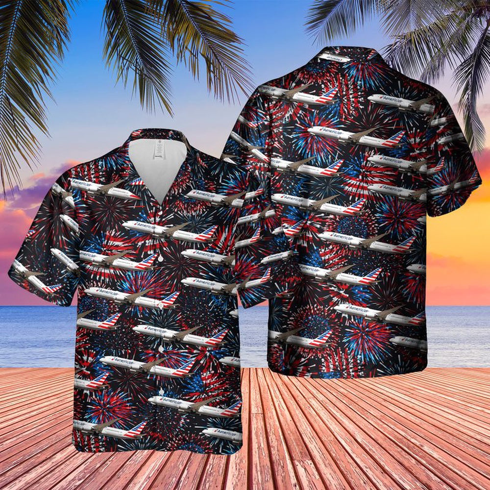 4Th Of July Hawaiian Shirts NNA Us Airlines Boeing 787-9 Dreamliner 4Th Of July Hawaiian Shirts NNA Military Aloha Shirts