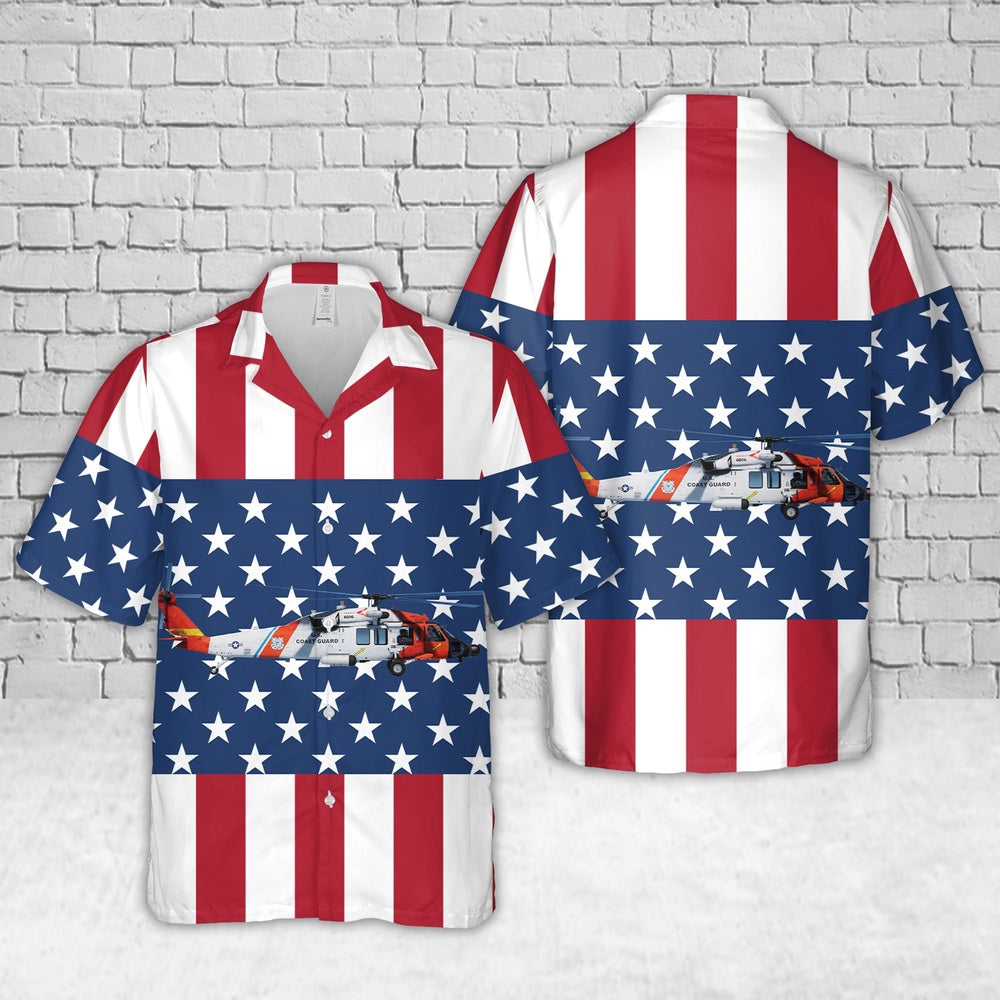 4Th Of July Hawaiian Shirts NNA Us Coast Guard Sikorsky Mh-60T Jayhawk (S-70B-5) 4Th Of July Hawaiian Shirt  Military Aloha Shirts