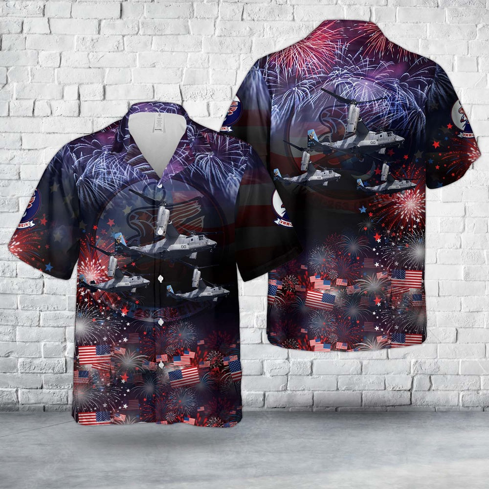 4Th Of July Hawaiian Shirts NNA Us Marine Corps Vmm-263 (Rein) Mv-22B Osprey 4Th Of July Hawaiian Shirt Military Aloha Shirts