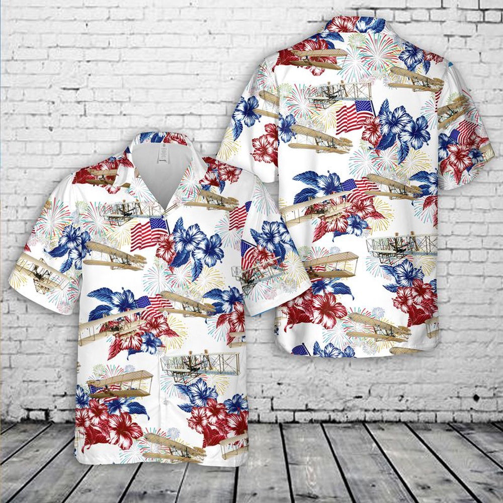 4Th Of July Hawaiian Shirts NNA Wright Flyer 4Th Of July Hawaiian Shirt Military Aloha Shirts