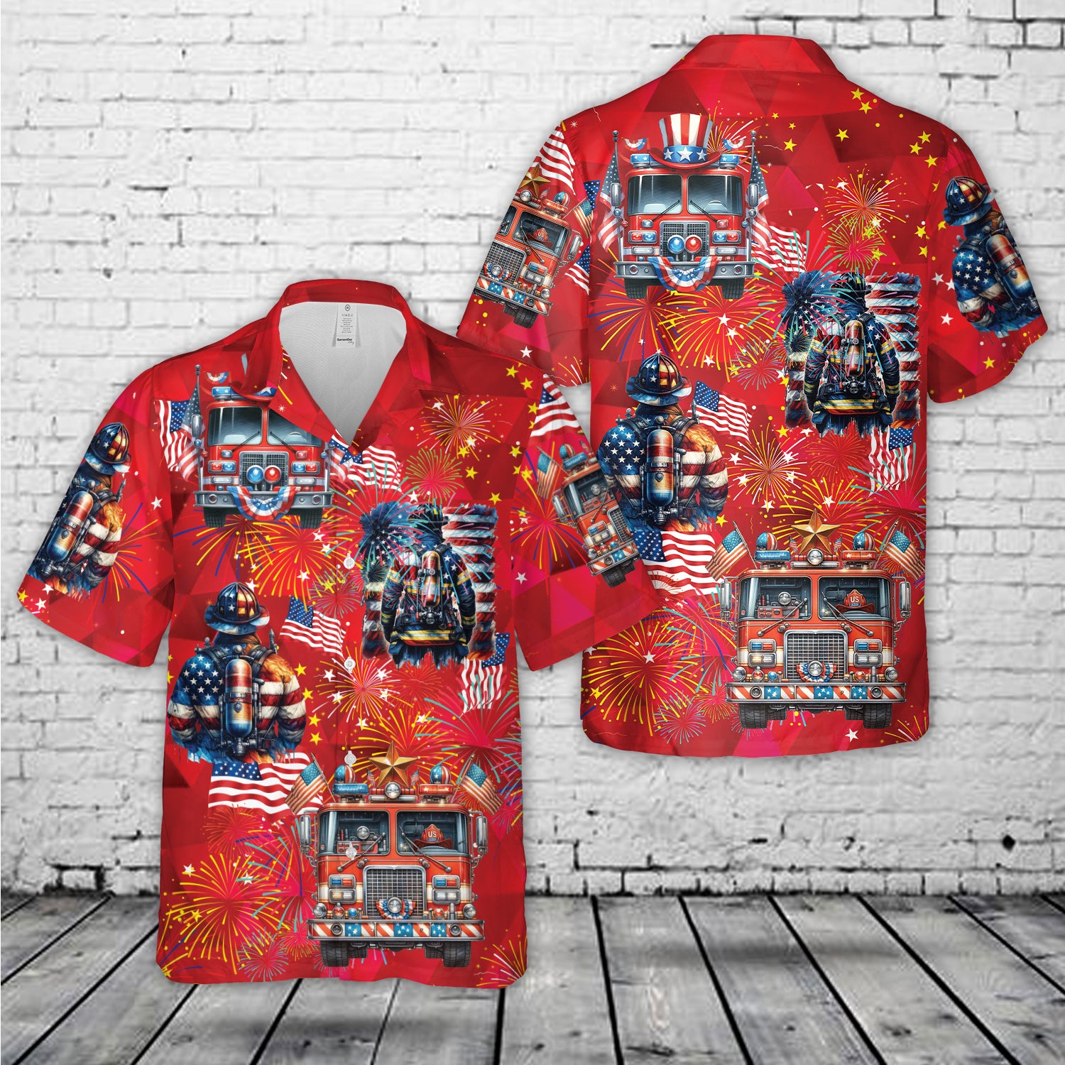 4th Of July Fire Truck Firefighter Hawaiian Shirt NNA
