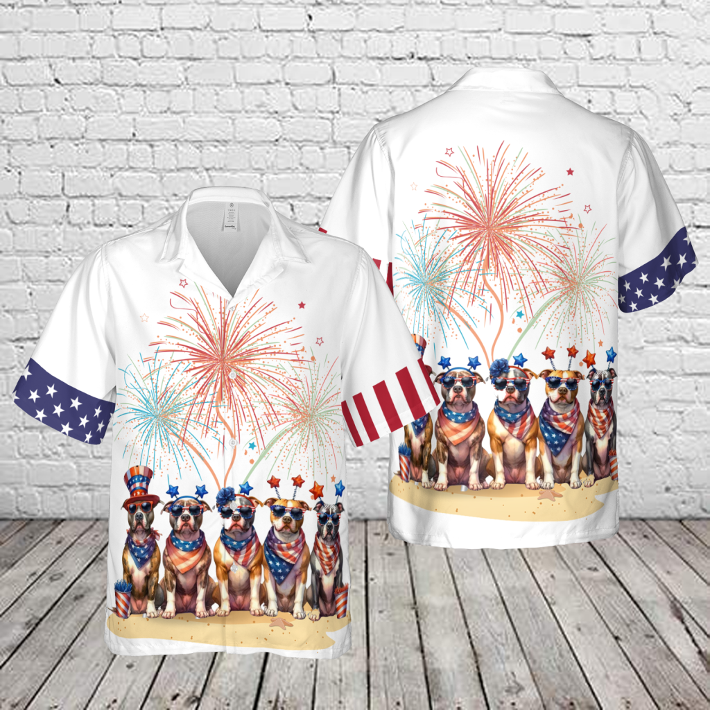 4th Of July Pit Bull Hawaiian Shirt NNA