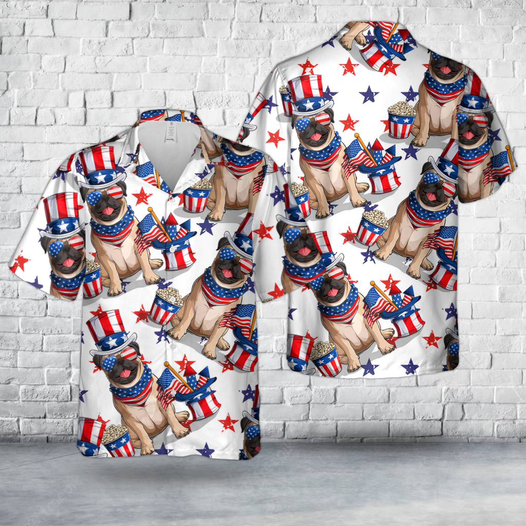 4th of July Pugs Hawaiian Shirt NNA