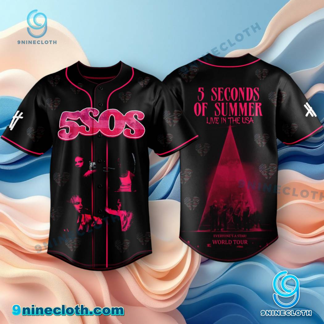 5 Seconds Of Summer Live In The Usa Everyone’s A Star World Tour Baseball Jersey HG