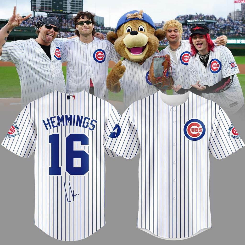 5 Seconds Of Summer X Chicago Cubs Signature Baseball Jersey HG #16 Hemmings Jersey Fan Apparel
