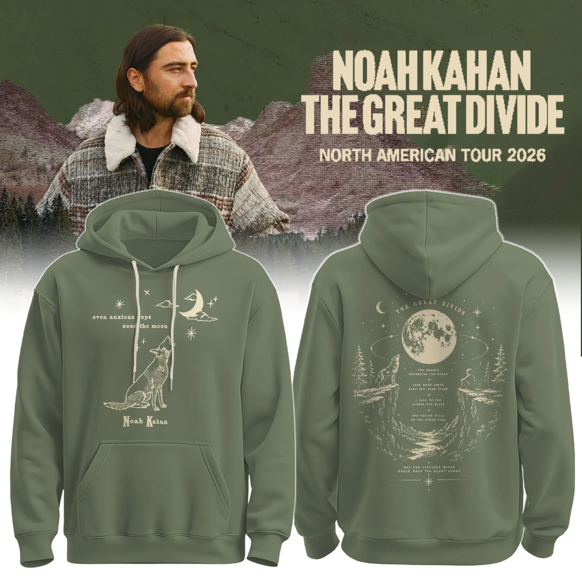Noah Kahan Merch The Great Divide North American Tour 2026 Hoodie Great Gift For Music Lovers - Hoodie HG