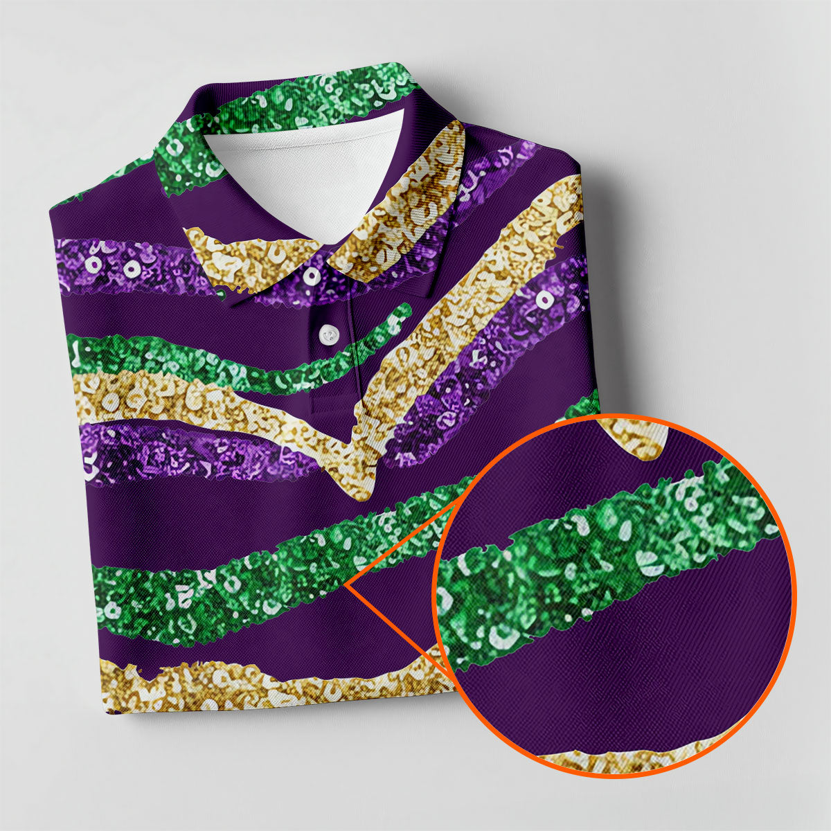 Purple Green Gold Sequin Pattern Purple HFN Polo Golf Shirt Gift For Men Women - Image 6