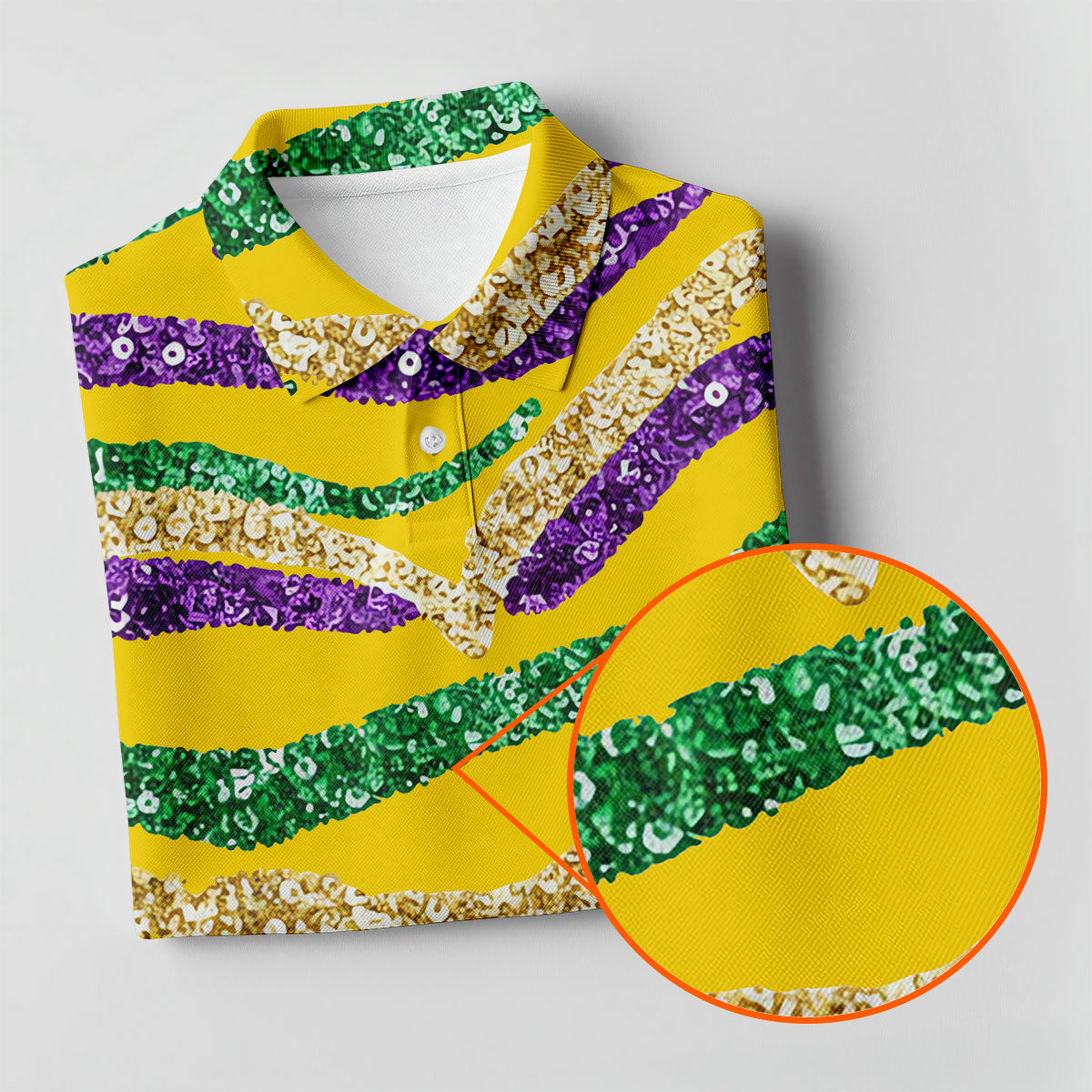 Purple Green Gold Sequin Pattern Yellow HFN Polo Golf Shirt Gift For Men Women - Image 5