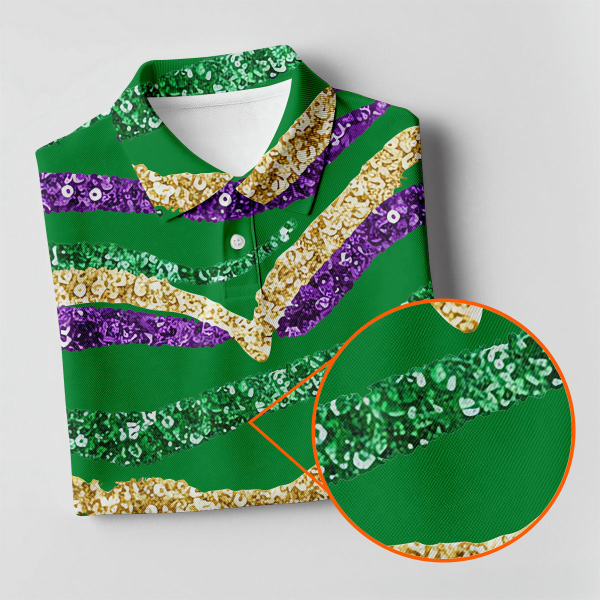Purple Green Gold Sequin Pattern Green HFN Polo Golf Shirt Gift For Men Women - Image 5