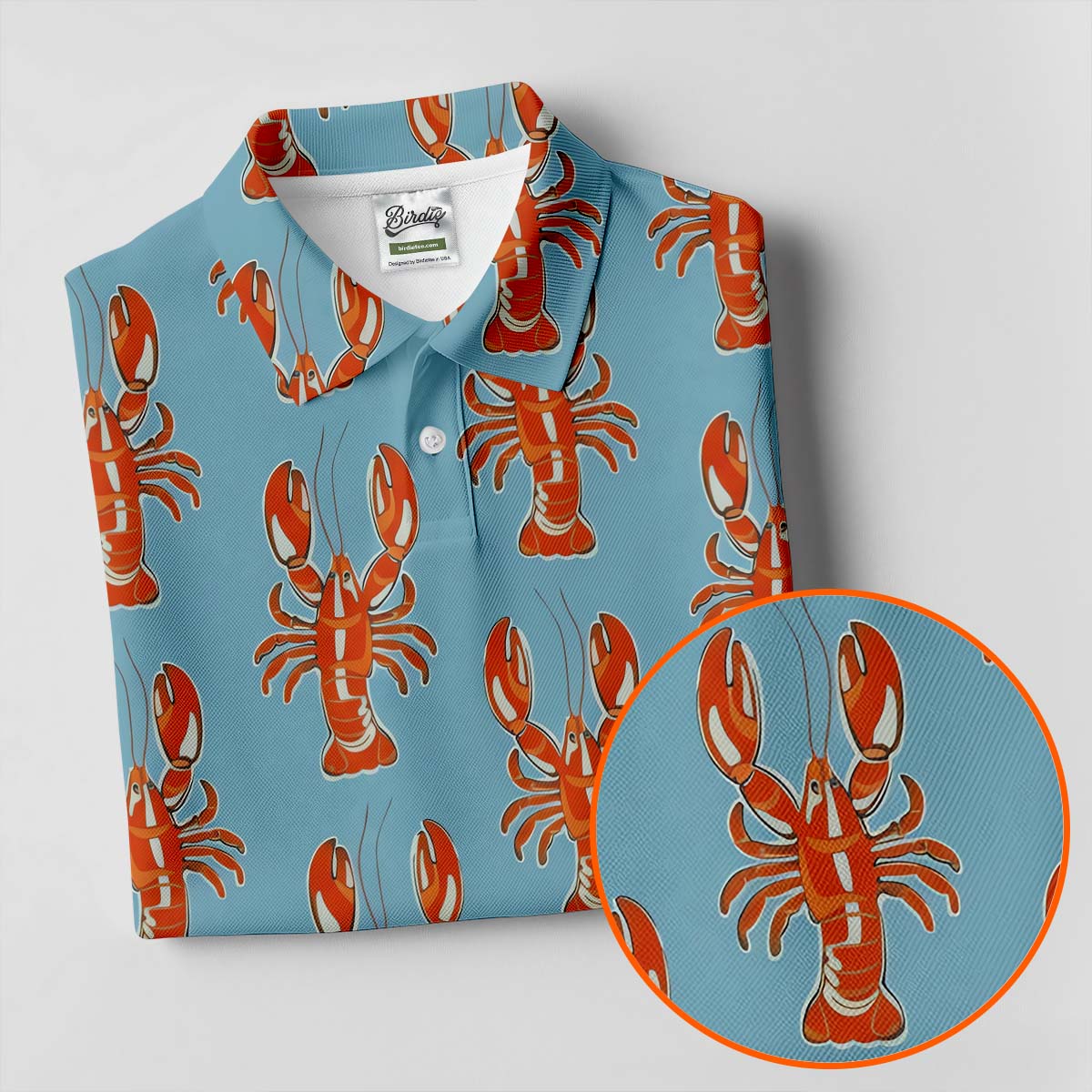 Orange Lobsters Light Blue Mardi Gras HFN Polo Golf Shirt Gift For Men Women - Image 6