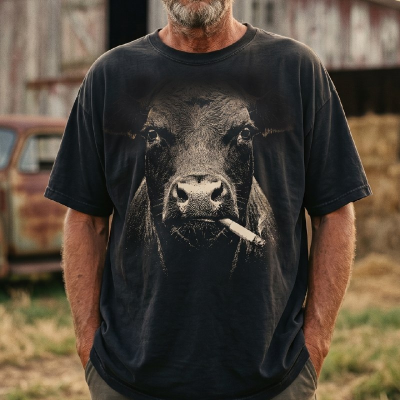 Smoking Cows Unisex T-Shirt, HG  Funny Cow Comfort Colors Shirt - Unisex Cotton Tee