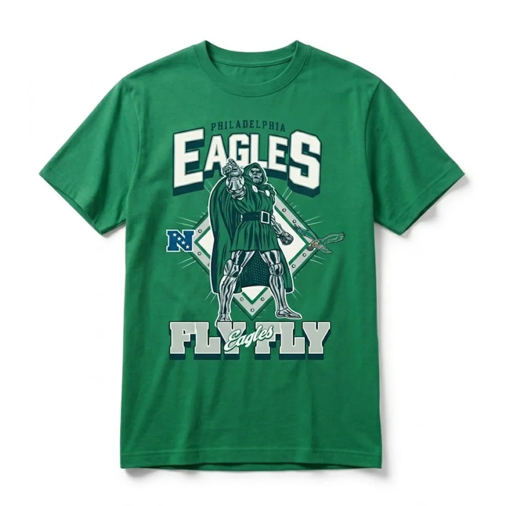 Philadelphia Eagles x Doctor Doom Fly Eagles Fly T-Shirt 2026 Football Merch Best Fan Gears - T-Shirt HG