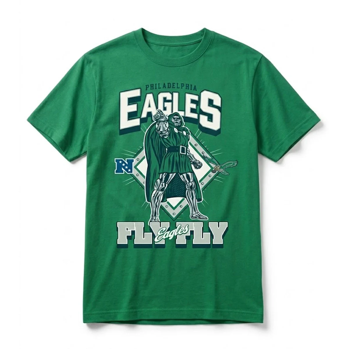 Philadelphia Eagles x Doctor Doom Fly Eagles Fly T-Shirt 2026 Football Merch Best Fan Gears - T-Shirt HG
