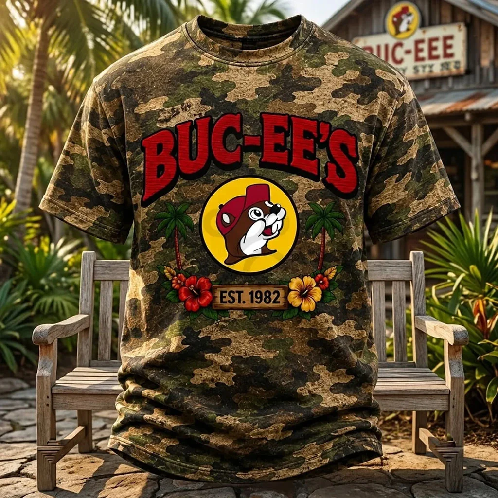 Buc-Ee's Camouflage T-Shirt Hibiscus Flower Tropical Themed Shirt Buc Ee's Merch Gifts - T-shirt HG