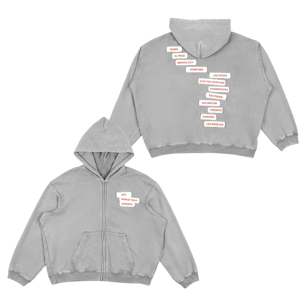 BTS Merch 2026 Arirang World Tour Dates Zip Hoodie BTS Hooded Sweatshirt Army's Gift - Zipper Hoodie HG