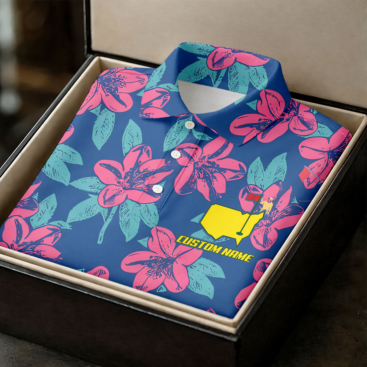 Blue And Purple Tropical Floral Golf Tournament HFN Polo Golf Shirt For Men Women - Image 4