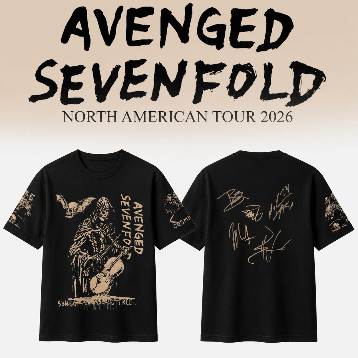 Avenged Sevenfold Merch North American Tour 2026 Signature Shirt Avenged Sevenfold Music Apparel - T-Shirt HG