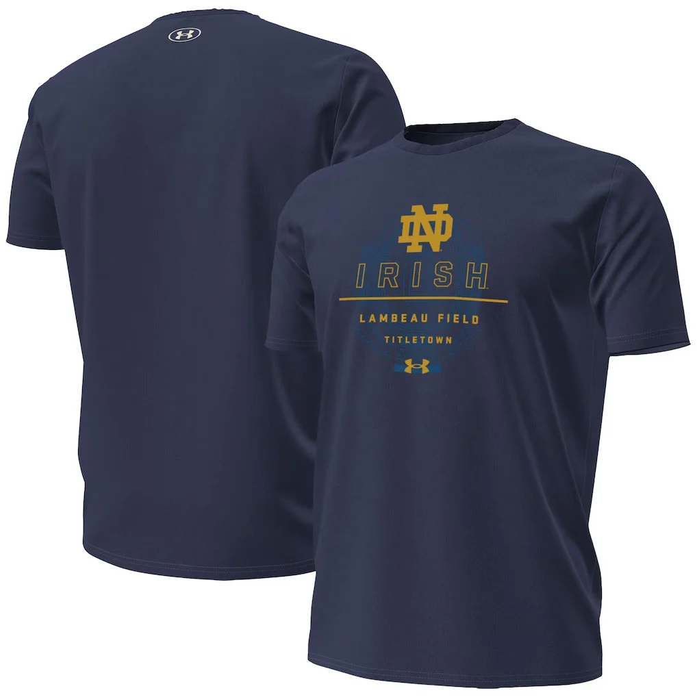 Notre Dame Merch Notre Dame Fighting Irish 2026 Shamrock Series Lambeau Field T-Shirt Navy - T-Shirt HG